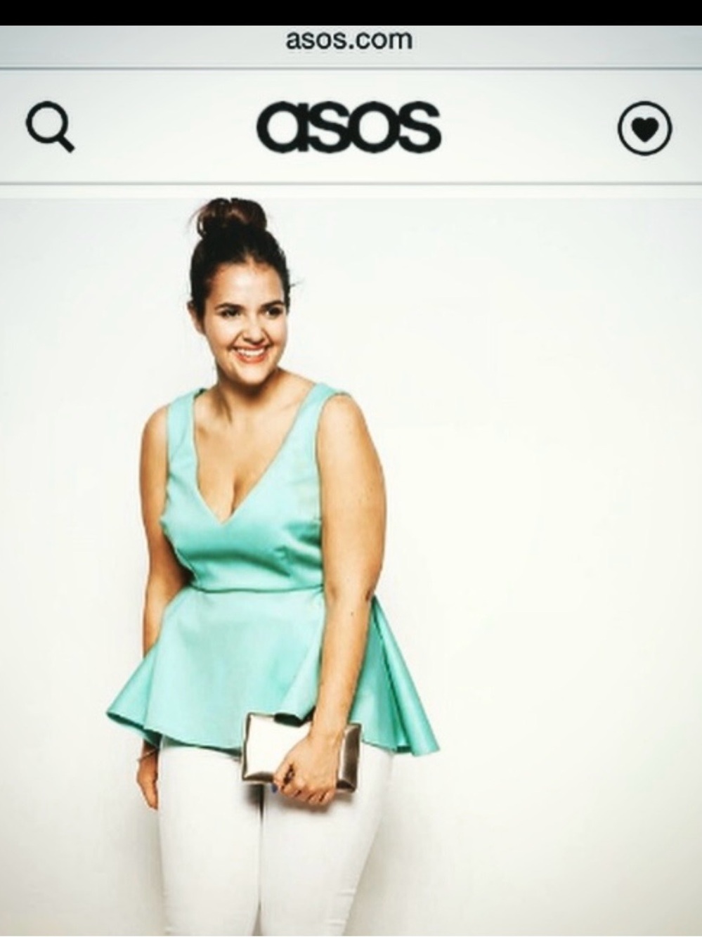 ASOS Curve Mint Green Peplum V-Neck Sleeveless Top